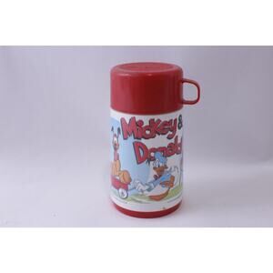 Disney Mickey & Donald Thermos with Red Cup Lid, Iconic Characters, Travel,